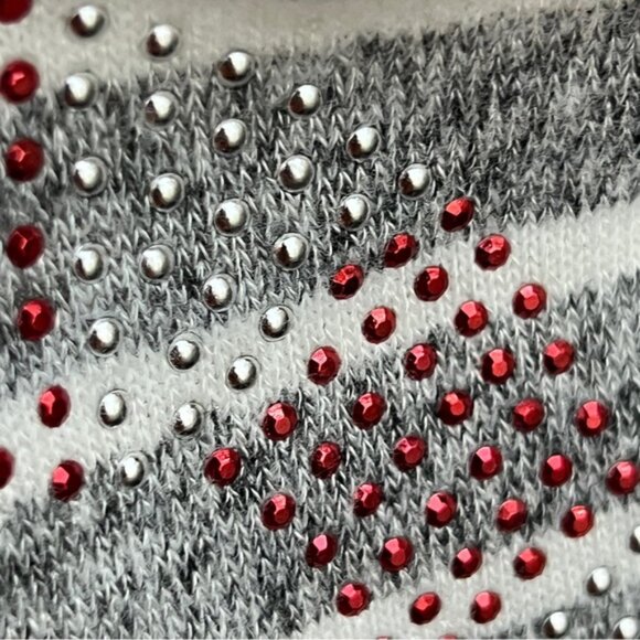 Wishing You A Very Magical Season 3X Christmas Gray & White Striped Sweater - Picture 8 of 11